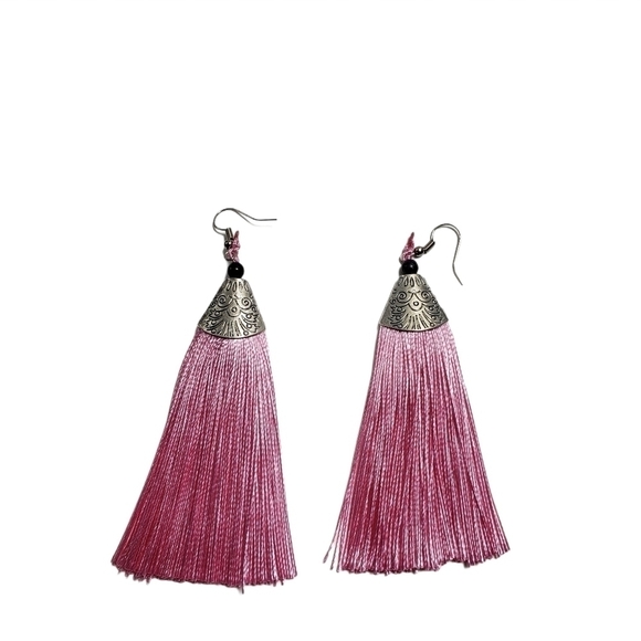 Fashion Jewelry Pink French Hook Tassel Earrings - Picture 4 of 6